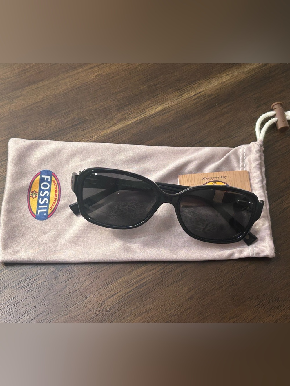 Vintage Fossil women’s Peyton Black Rectangle Sunglasses NEW WITH TAGS